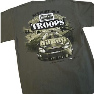 NASCAR Greg Biffle National Guard Support Our Troops T-Shirt Mens M Green Ford